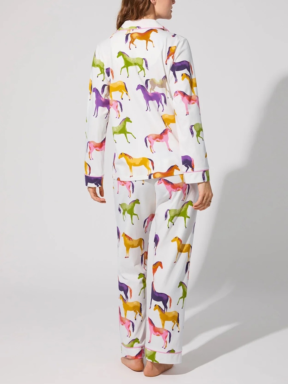 BedHead PJs Long Sleeve Classic Jersey Two Piece Pajama Set Equestrian Parade - Picture 4 of 16